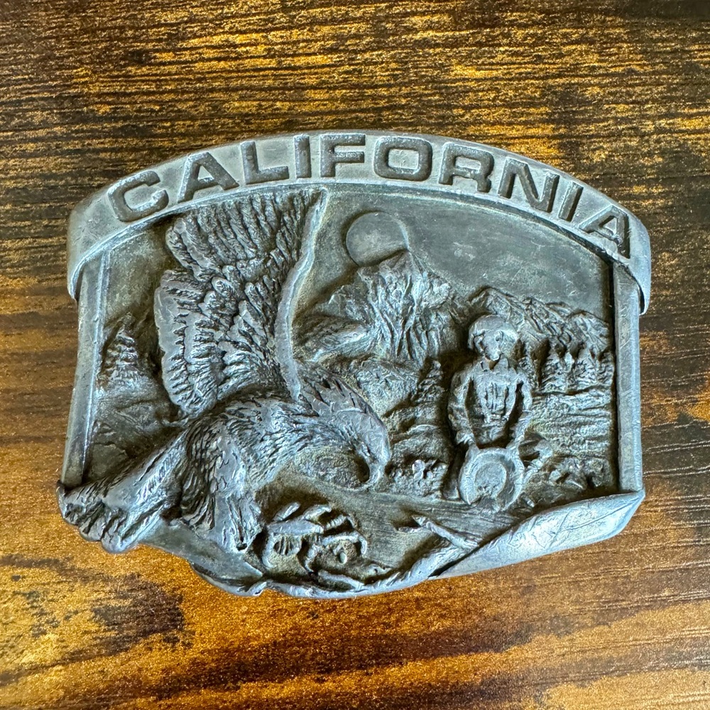 Rare Vintage State of California Silver Belt Buckle 80s Western